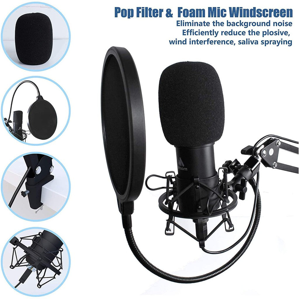 Maono AU-A04 A04 Professiol Studio Cardioid Condenser USB Microphone Kit with Folding Arm Stand for Podcast Gaming Livestream Youtube PC Recording
