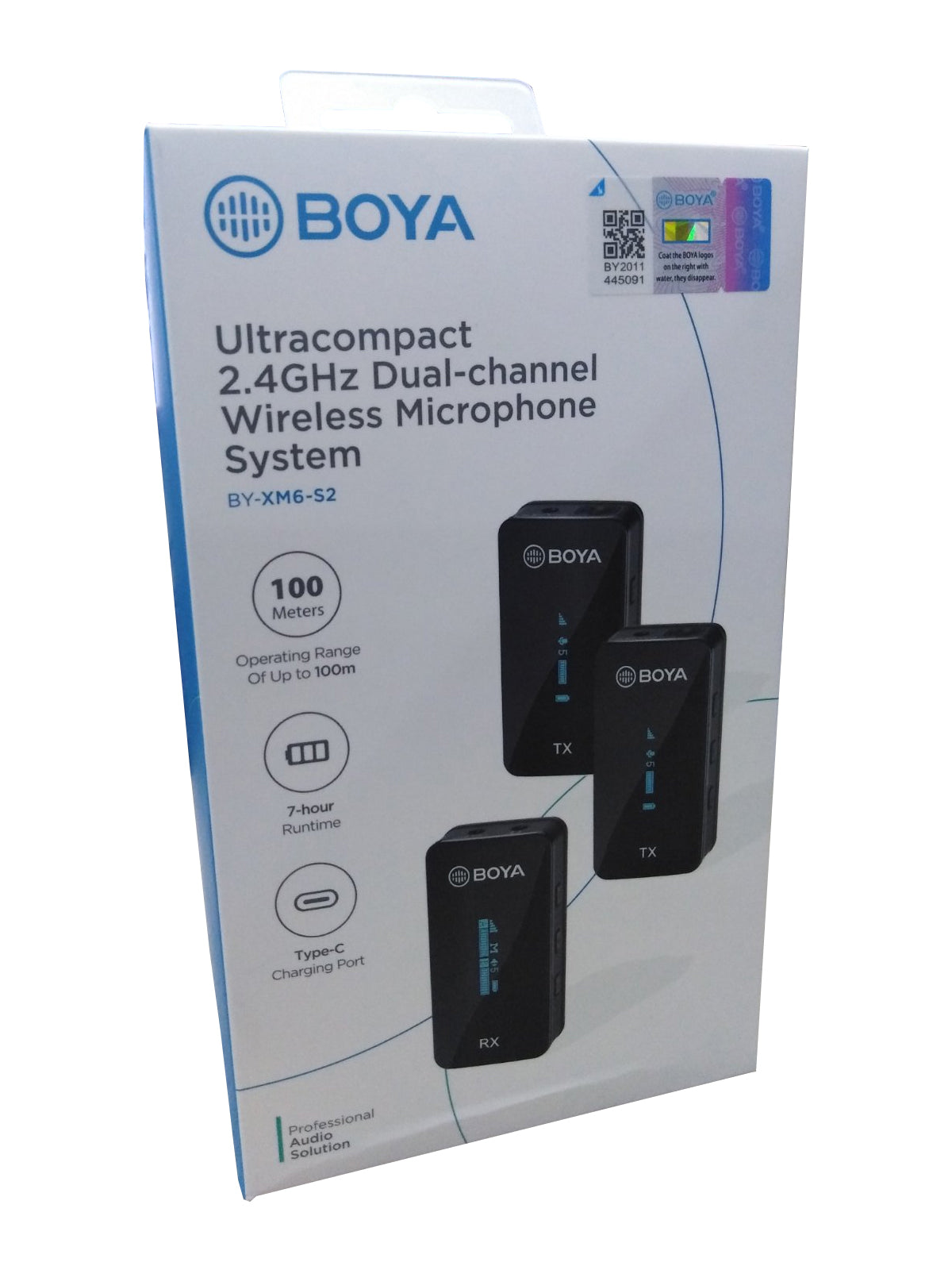 Boya by-XM6 S2 2.4GHz Dual Wireless Lavalier Microphone System Kit with up to 7hours Runtime and 100m Operating Range for Live, YouTube, Vlogging and Interview
