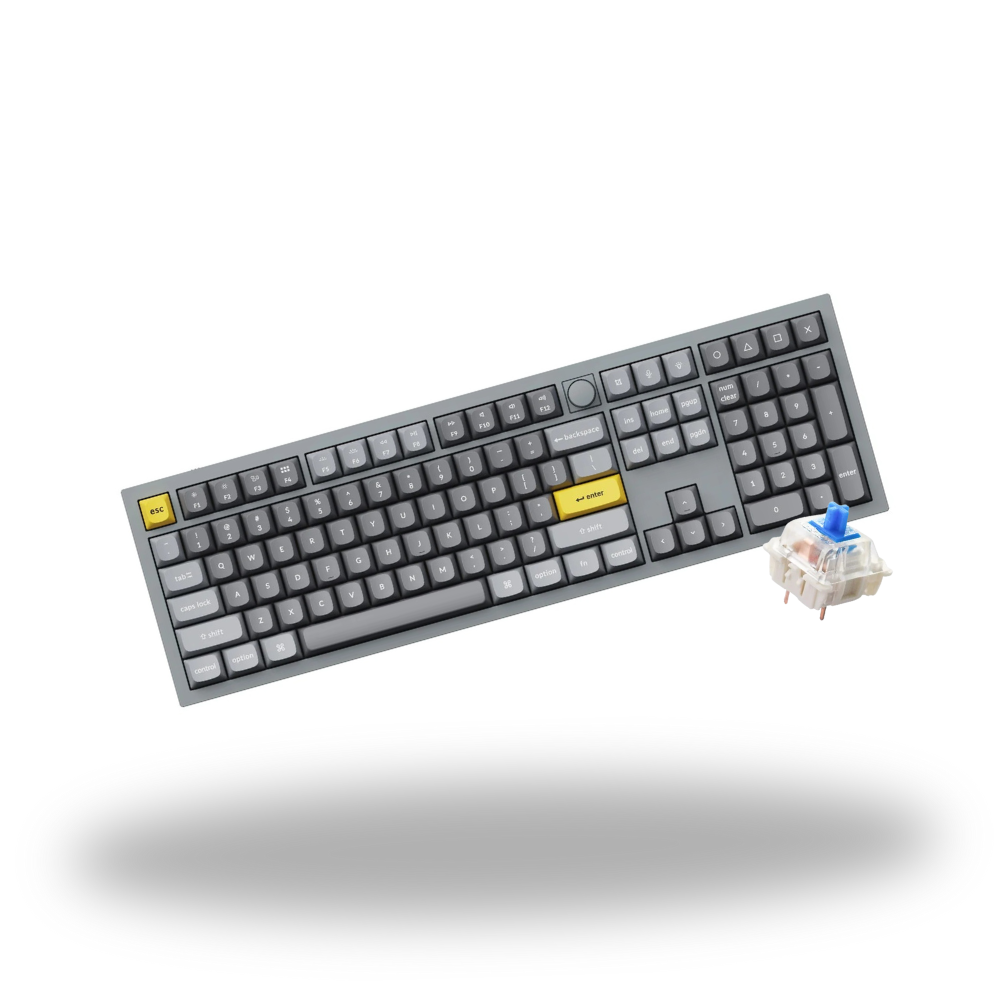 Keychron Q6 QMK 104 Keys Full-Sized Wired Mechanical Keyboard with Hot-Swappable Switches, RGB Backlight, Gateron G Pro Switch for Mac and Windows PC Computer (Blue Clicky, Brown Tactile) (Silver Grey) Q6D2 Q6D3