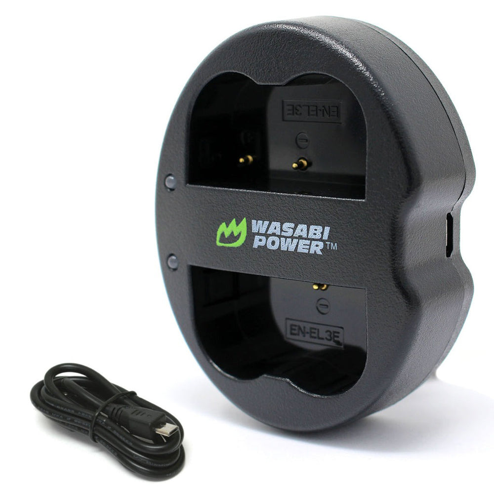 Wasabi Power Battery EN EL3E (2-Pack) and Dual USB Charger for Nikon EN-EL3e and Nikon D50, D70, D70s, D80, D90, D100, D200, D300, D300S, D700 | JG Superstore
