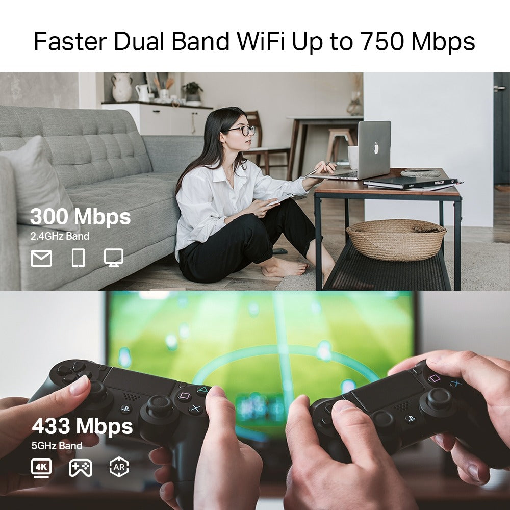 TP-Link RE215 Wireless Dual Band Mesh Wi-Fi Extender 433Mbps 5GHz / 300Mbps 2.4GHz Plug-In Wifi Repeater Router with MIMO Built-In Access Point TP LINK TPLINK