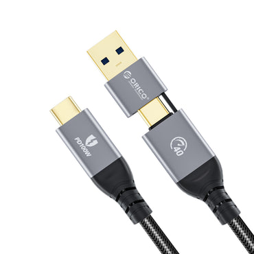 ORICO (0.5m / 1m ) 2-in-1 USB C to USB C / USB A to USB C Fast Charging Data Cable with Adapter 20Gbps / 40Gbps Fast Data Transfer Rate, 4K 60Hz Video, Type C PD 100W for Smartphone, PC, Laptop | ACC20  ACC40