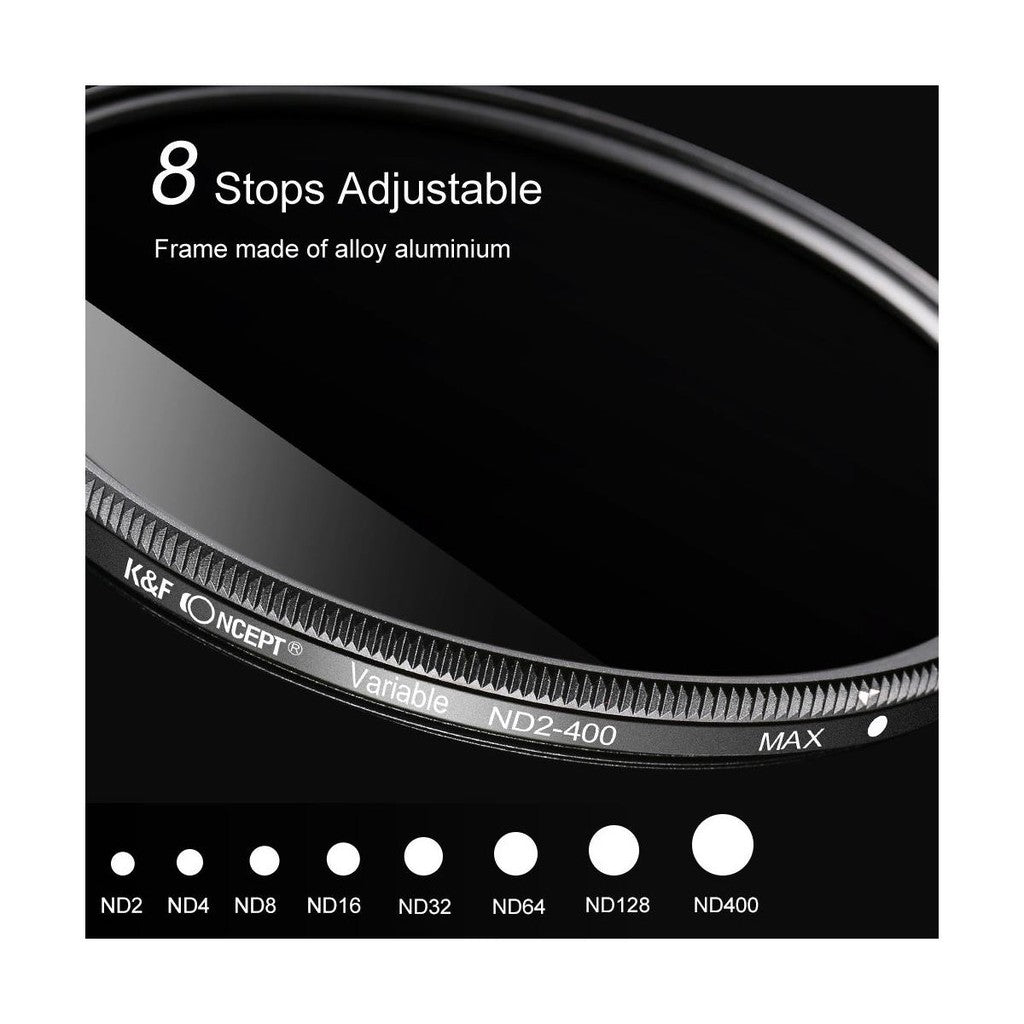 K&F Concept 46mm ND2 to ND400 Variable Fader ND Lens Filter for Camera DSLR Mirrorless