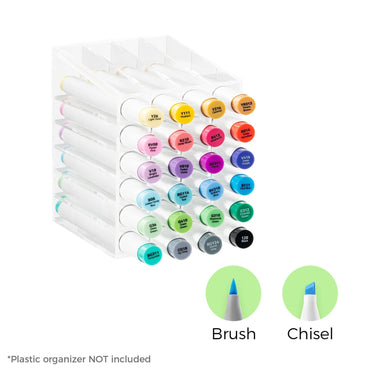 Ohuhu Honolulu Series Alcohol Based 24 + 1 Basic Colors with Colorless Blender Dual Tip Brush and Chisel Art Marker Colored Pens for Stationary, Drawing, Arts & Crafts | Y30-80404-23
