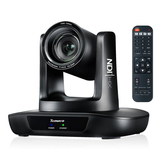Tenveo UHDMAX NDI 1080P FHD PTZ Conference Camera with Smart Auto Tracking, 12X Optical Zoom, 2MP 1/2.8" Sony Sensor, 3G-SDI, HDMI, USB, and LAN Output for Video Live Streaming, Broadcast, Meeting & Conferencing
