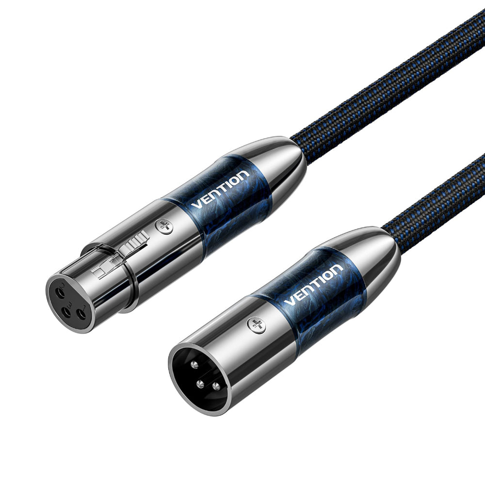 Vention XLR Microphone Cotton Braided Professiol Audio Cable (Hi-Fi) with Male to Female Gold Plated Plug Connectors and Triple Interl Shielding for Sound Systems & Electric Musical Instruments Speakers Mixers Amplifiers and more