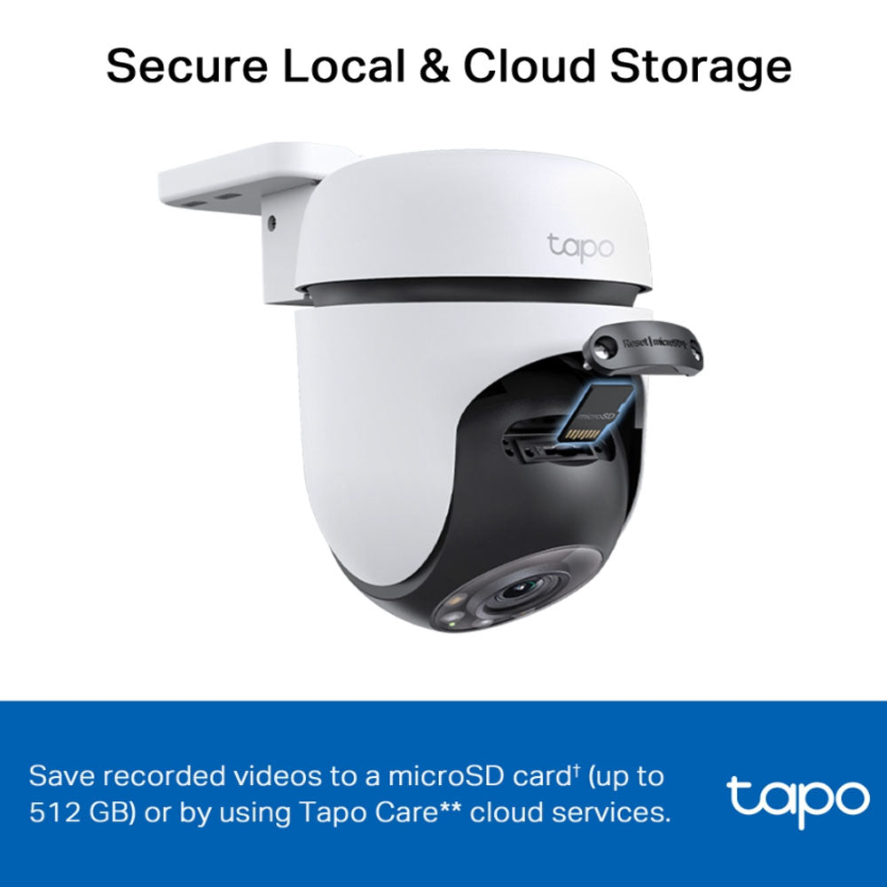 TP-Link Tapo 510W 2K 3MP Smart AI WIFI CCTV Camera with 360° Pan / 130° Tilt, Full Color Night Vision, IP65 Weatherproof, Motion Tracking and 512GB MicroSD Slot