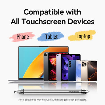 Vention Universal Stylus Pen with 2-in-1 Replaceable Tip Design, High-Sensitivity Touch, Ergonomic Grip, Durable Aluminum Alloy Body for Smartphones, Tablets and Laptops