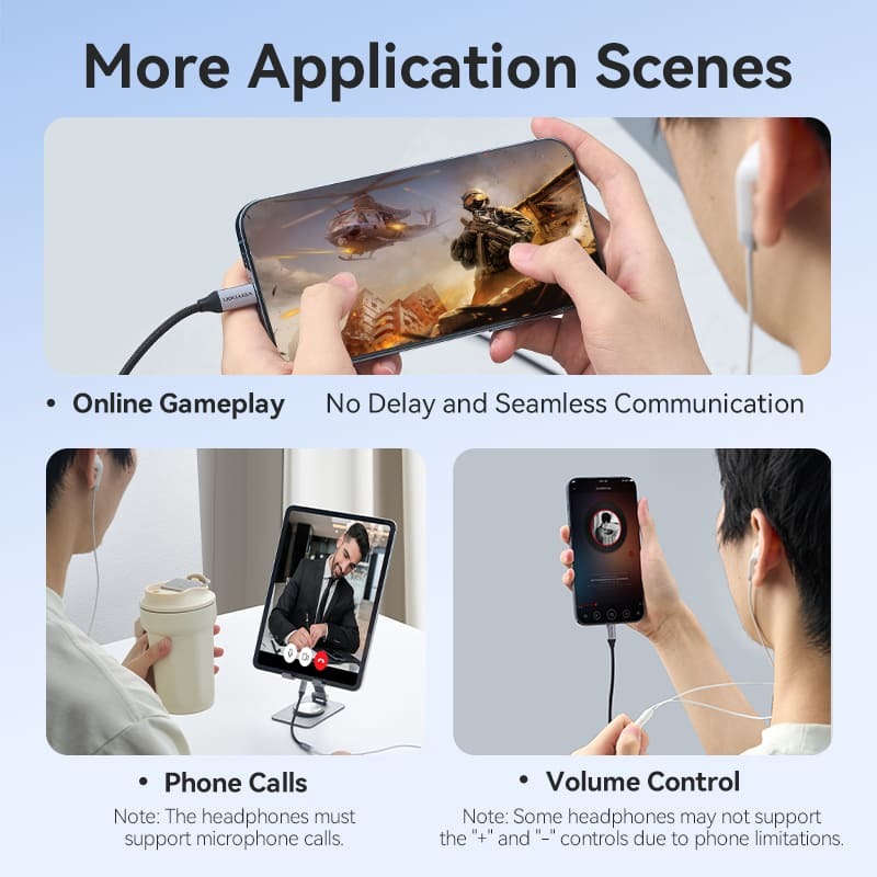 Vention iPh Male to 3.5mm Earphone Jack Adapter with Cotton Braided Exterior for Cars, Mobile