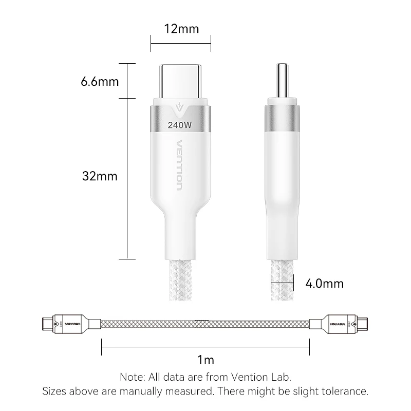 Vention 1 / 2-Meter USB 2.0 Dual Type-C Male 5A Fast Charging Cable with 480Mbps Data Transmission Speed Aluminum Alloy Type