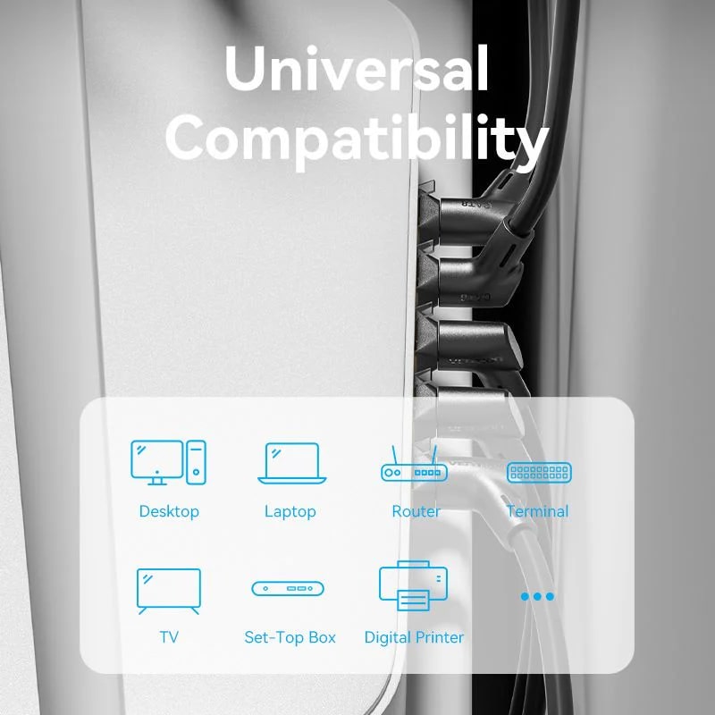 Vention 1 Meter Cat8 360° Right Angle UTP Ethernet Patch LAN Cable RJ45 Male to Male with Gold Plated Contacts, Max 40Gbps Rated Transfer Speed and 2000MHz Bandwidth for Internet Network | IKLBF