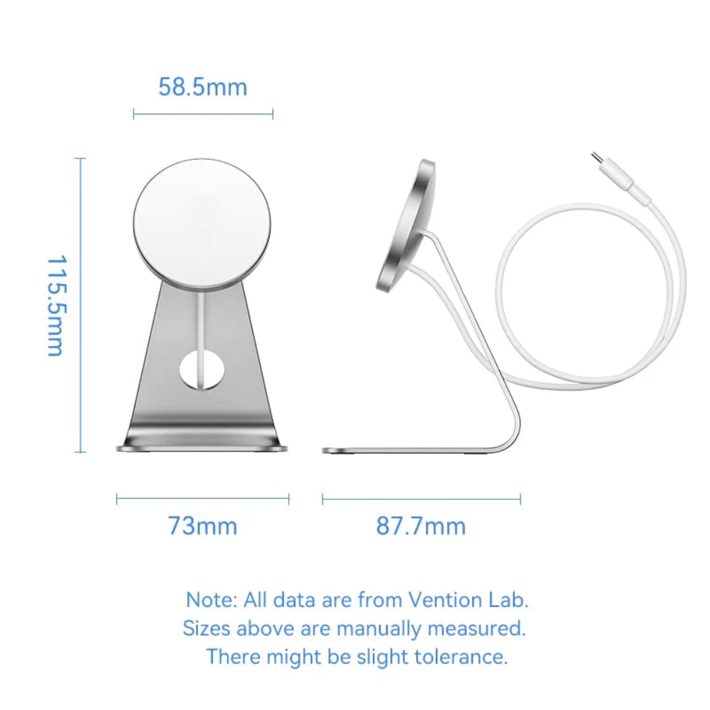 Vention 15W Magnetic Wireless Charger Stand with MagSafe 1M for iPh - Silver