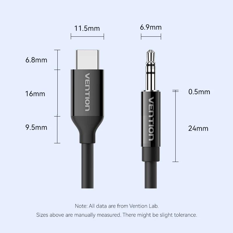 Vention 1.5-Meters USB-C Male to 3.5mm Male Jack Audio Cable with DAC Adapter ABS Type for Laptops, Headphones, Car Stereo, Smartphones & Speakers