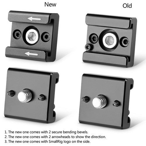 SmallRig Cold Shoe Mount Adapter Bracket Hot Shoe with 1/4" Thread for Camera Cage - 2-Pack - 2060