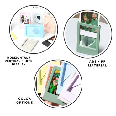 Pikxi Pastel Color Instant Mini Film Stand Photo Frame for FUJIFILM Instax Mini Cameras with Solid Colors & Decorative Border Design – Available in Single or Multi-Pack Options