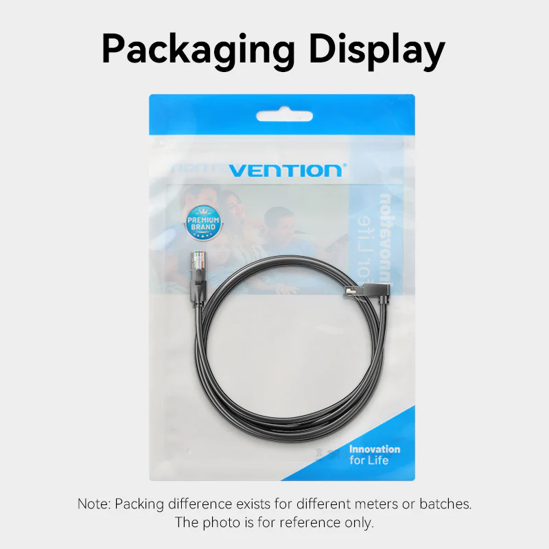 Vention 3-Meters Cat6 UTP 1000Mbps Upward Right Angle RJ45 Full-Speed Ethernet Patch Cable with 250MHz Bandwidth for Computers, Network Devices, PC, Laptops, Wi-Fi Access Point & Router