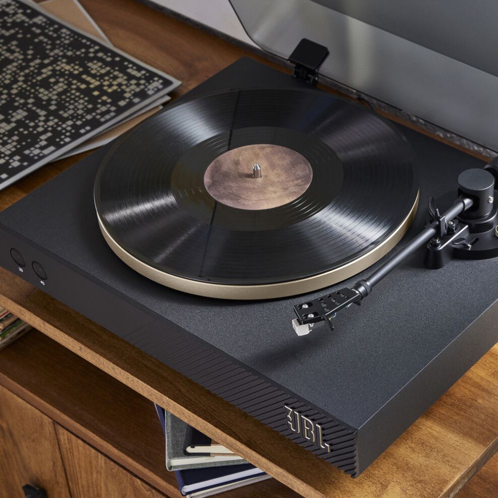 JBL Spinner BT Bluetooth Turntable - Manual Two-Speed Modern-Retro Vinyl Record Player with Removable Headshell for Bluetooth Speakers & Headphones