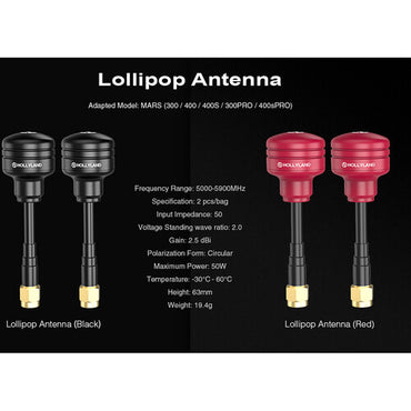 Hollyland Lollipop Antenna for MARS 4K / 400s PRO / 300 PRO Wireless Video Transmission System with Polarization Form Circular, Frequency Range Up to 5000MHz–5900MHz and 50W Max Power