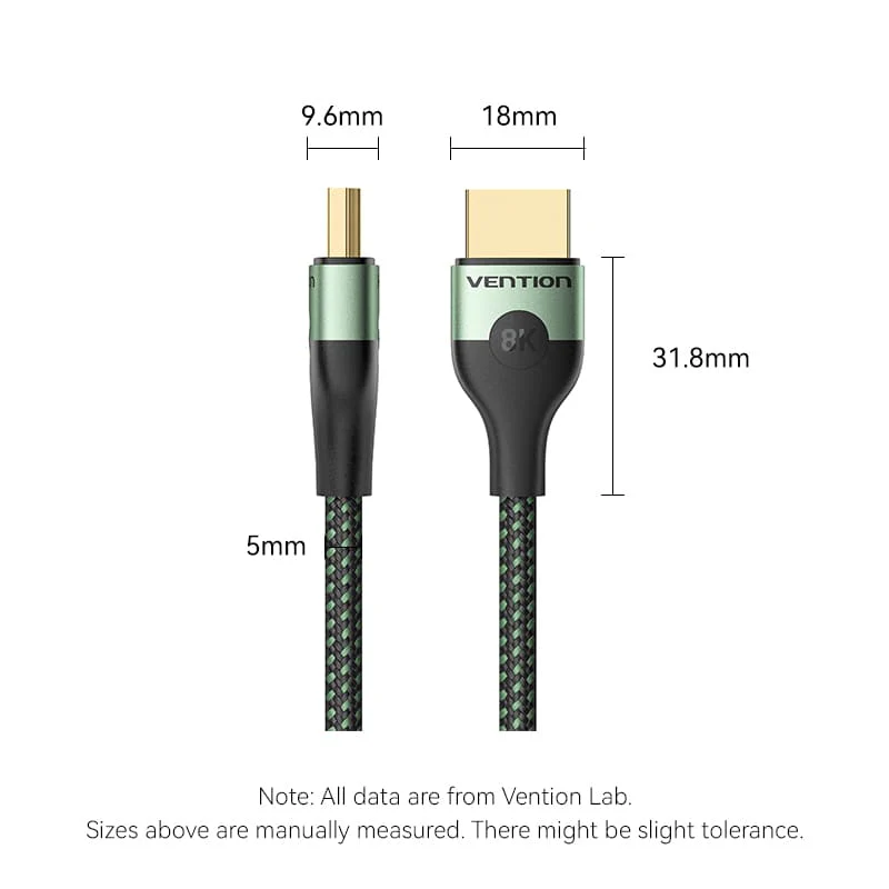 Vention 3-Meters HDMI Male to Male 8K 60Hz HDR Ultra Thin Cotton Braided Video Cable with 48Gbps Total Bandwidth for Computer, Laptop, Gaming Console, TV & Projector