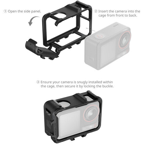 SmallRig Cage for DJI OSMO Action 5 Pro / 4 / 3 with Magnetic Horizontal-Vertical QR, Triple Cold Shoe Mount | 5135