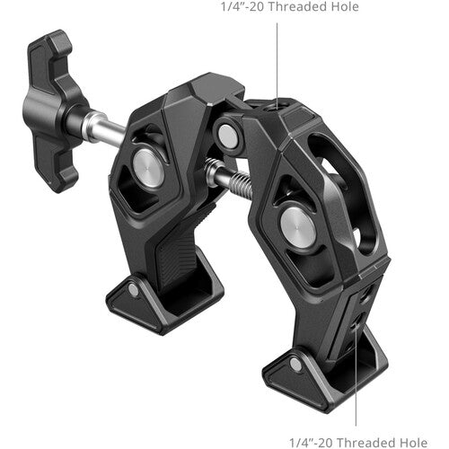 SmallRig Super Clamp with 1/4"-20 Threaded Holes and Locating Holes, Swivel Tip Design for Flat and Rounded Surface, Up to 50mm Clamping Diameter | 5319