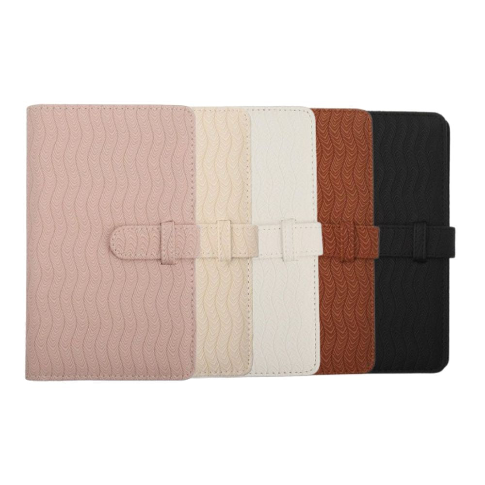 Pikxi AM96-01 96 Pockets Elegant Carved Wave Style Photo Album with Slip On Latch for Fujifilm Instax Mini Instant Camera - Light Pink