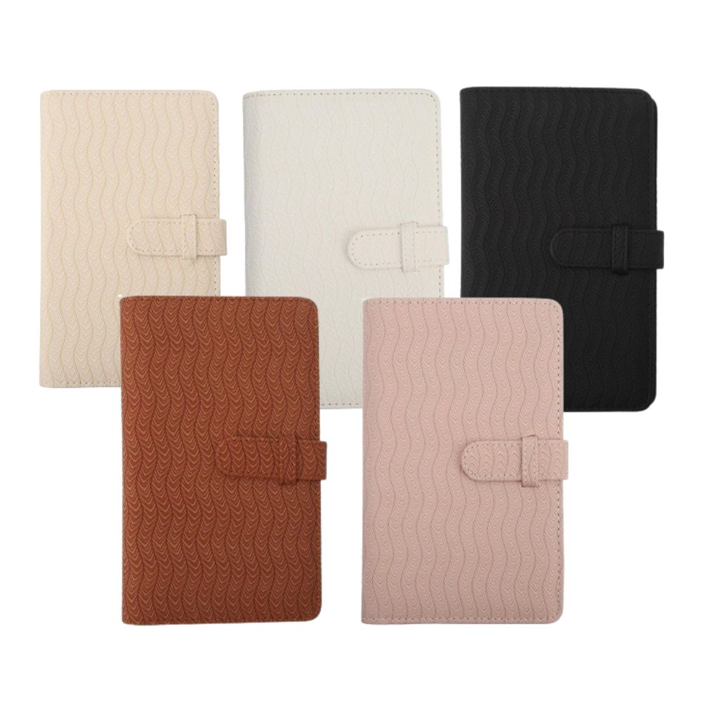 Pikxi AM96-01 96 Pockets Elegant Carved Wave Style Photo Album with Slip On Latch for Fujifilm Instax Mini Instant Camera - Light Pink