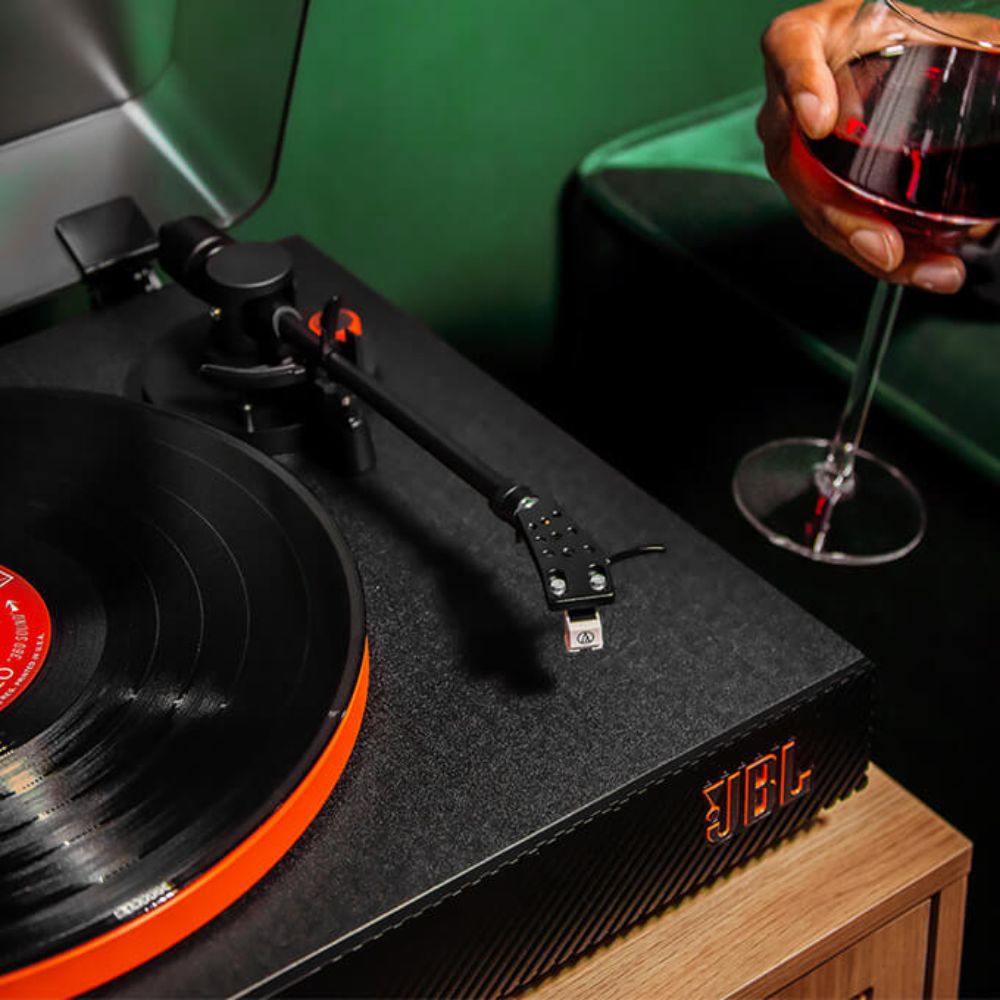JBL Spinner BT Bluetooth Turntable - Manual Two-Speed Modern-Retro Vinyl Record Player with Removable Headshell for Bluetooth Speakers & Headphones