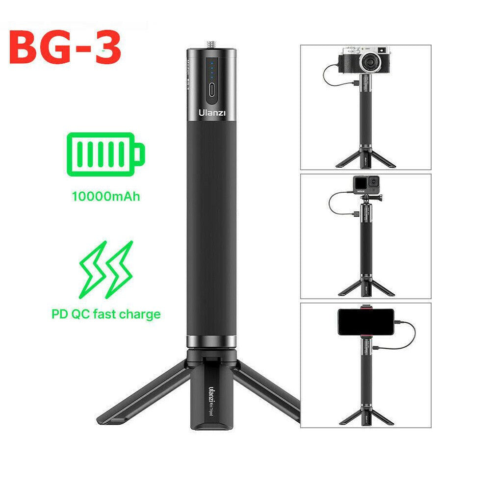 Ulanzi BG-3 10000mAh Battery Power Charger Power Bank Hand Grip with Mini Tripod for GoPro 6 7 8 9 Smartphone Osmo Pocket camera