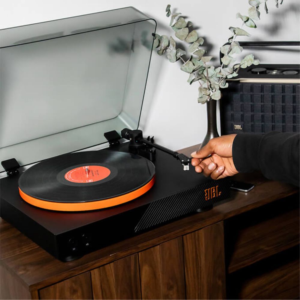 JBL Spinner BT Bluetooth Turntable - Manual Two-Speed Modern-Retro Vinyl Record Player with Removable Headshell for Bluetooth Speakers & Headphones