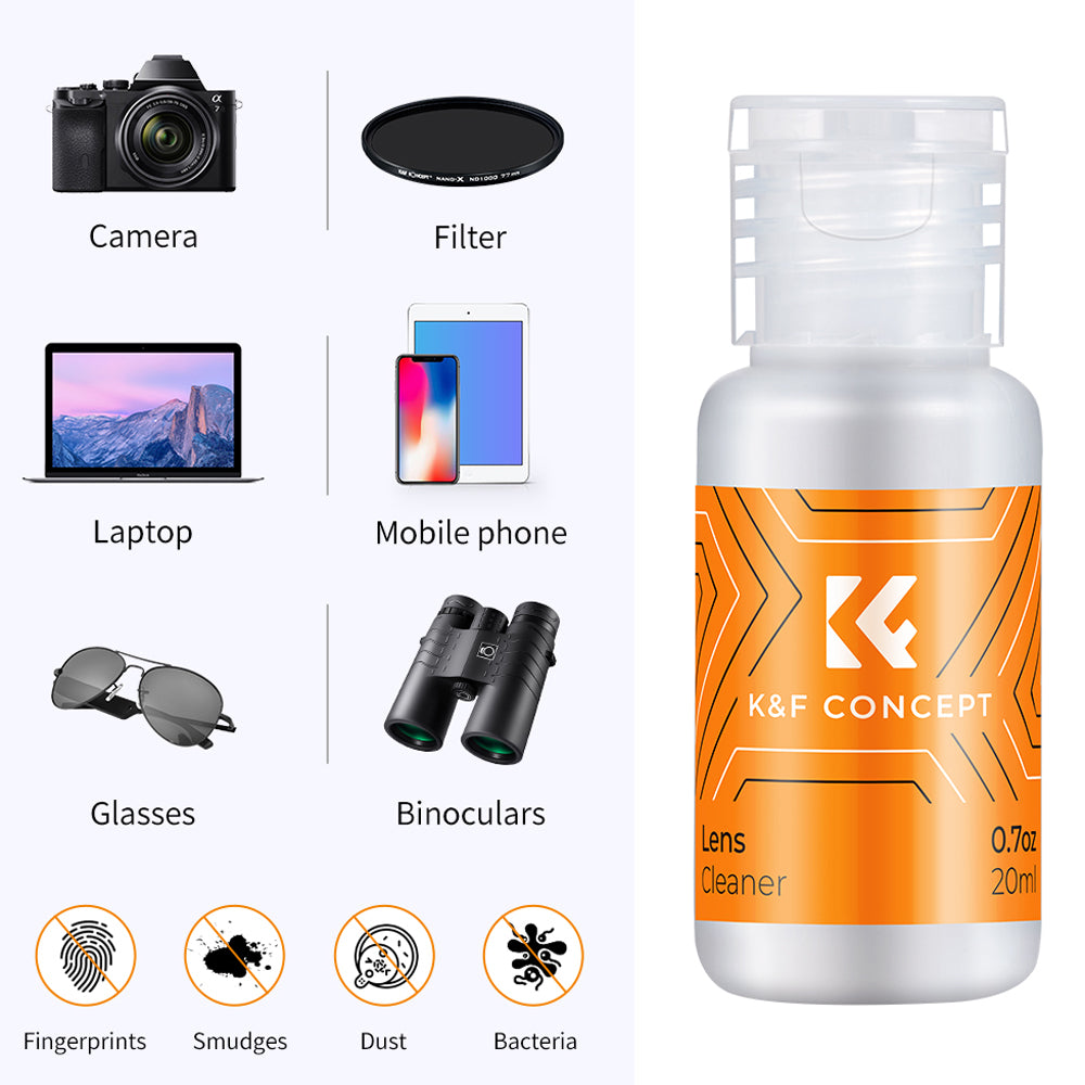 K&F Concept 16mm APS-C / 24mm Full Frame Sensor DSLR Camera Cleaning Swab Kit with Swab + Solution for Lens