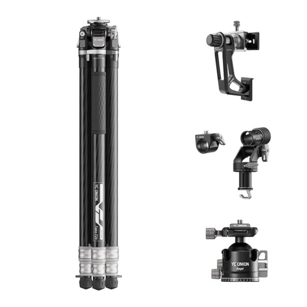 YC ONION TAKO T23 Carbon Fiber Tripod with GH38 Gimbal Head, Overhead Rig, BC44 & BF44 Ball Head, 1/4" Arri Locating Thread, One-Step Release System, Lower Shooting Angle Up to 82° for Photo / Video Tripod, DSLR Mirrorless Camera | TPC177