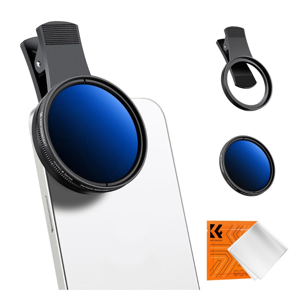K&F Concept no-K 52mm VND ND2-ND400 Variable Neutral Density and CPL Circular Polarizer Clip-On Lens Filter for iPhone 15 14 13 12 11 Smartphone