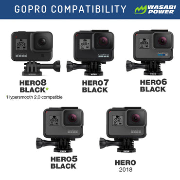 Wasabi Power Battery for GoPro HERO8 and Triple Charger Compatible with HERO8 BLACK, HERO7 BLACK, HERO6, HERO5