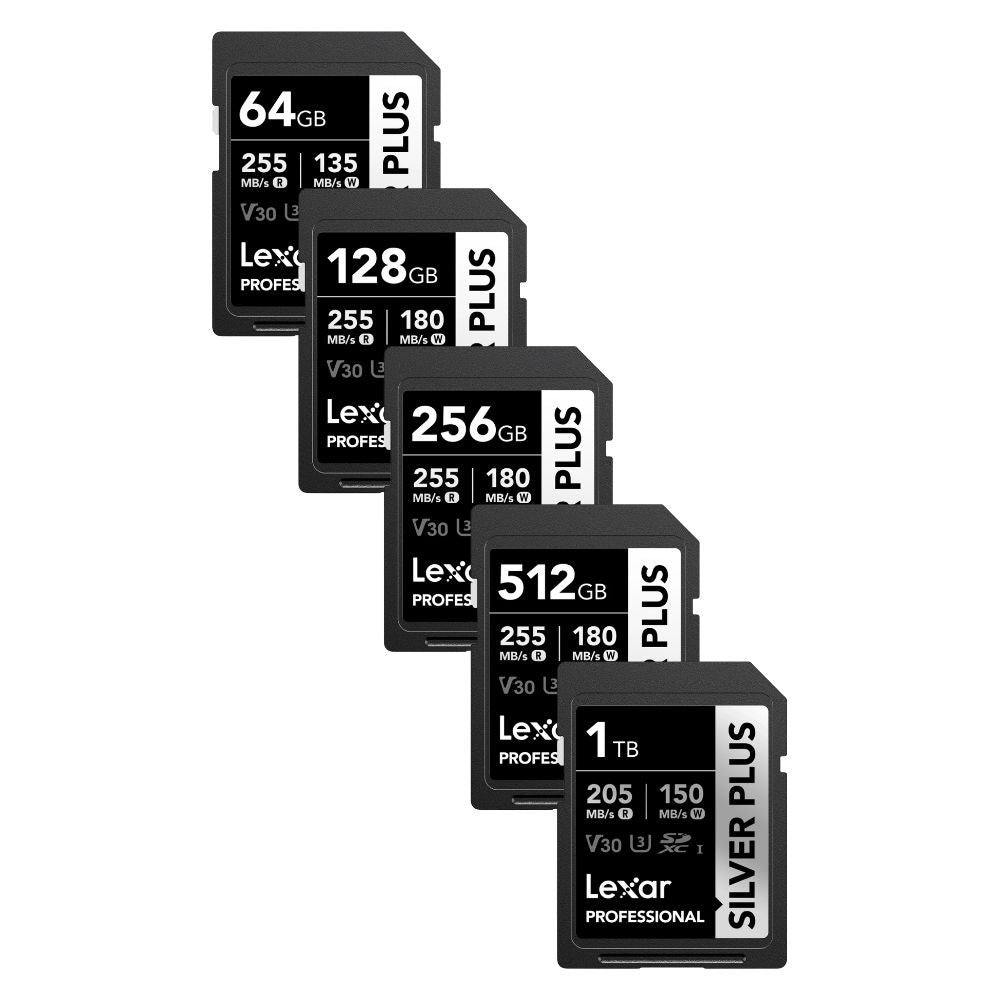 Lexar Professional SILVER PLUS SDXC V30 U3 UHS-I Memory Card | 64GB / 128GB / 256GB / 512GB / 1TB