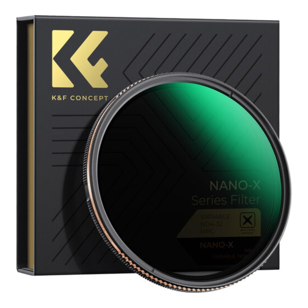 K&F Concept no-X ND4-ND32 VND Variable Neutral Density Circular 2-5 Stops Lens Filter with No X Cross Shadow, MRC Waterproof and Scratch-Resistant for Cameras and Photography