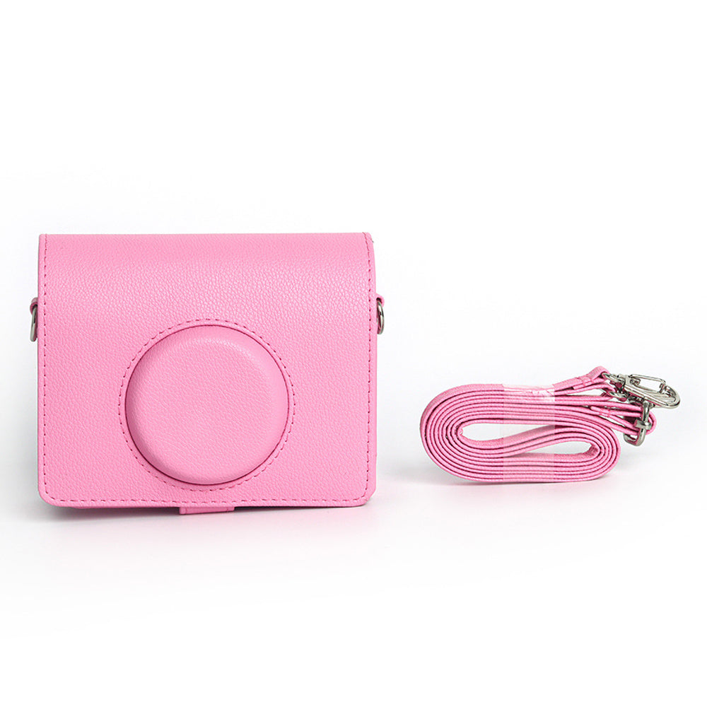Pikxi Retro Portrait & Landscape Style Shoulder Sling Leather Case Bag for FUJIFILM Instax Mini EVO Instant Film Camera with Shoulder Strap and Formfitting Design for Controls - Available in Brown, Black, Silver, White, Pink Color Options