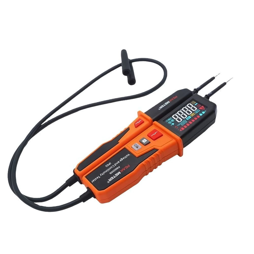 PeakMeter Voltage and Continuity Tester 1500V / 1600V AC / DC with Automatic Range Selection, LCD Back Light Display, Phase Sequence Test, In-Built Flashlight & Buzzer, RCD Test for Voltage Measurement, Live Wire Sockets | PM8200B