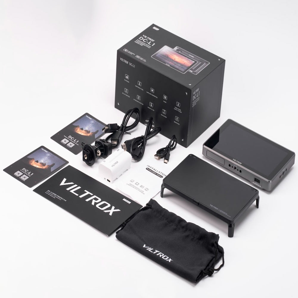 Viltrox DC-L1 / DC-L2 7" On-Camera IPS Touchscreen Camera Monitor with DCI / UHD 4K HDMI / SDI Input and Output, 3D LUTs, USB Type-C Interface, Gyroscope Auto Flip Function, Built-In Mage Tools and L-Series Battery Plate for Photo Video Content Creation