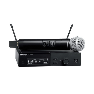 Shure SLXD24 B58 / SM58 Digital Wireless Handheld Microphone (1RX + 1TX) with Beta 58A Supercardioid / SM58A Cardioid Mic, 24-Bit Audio, 44MHz Band & AA Battery Powered for Live Stage Performers & Karaoke Music | SLXD24A/B58 | SLXD24A/SM58