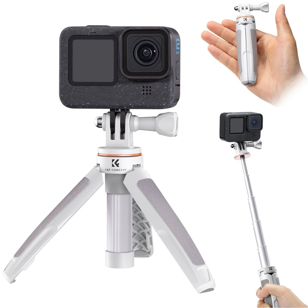 K&F Concept MS03 13" Pocket-Sized Retractable Selfie Stick Tripod for GoPro Hero, Insta360, DJI Osmo Action Cameras - Black Orange | KF09-133V1