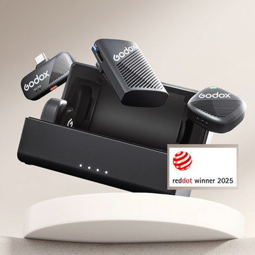 Godox Cube-C (Dual TX + RX) 2.4GHz Wireless Clip-On Microphone System Combo Kit 1 USB Type-C Omnidirectiol Mono / Stereo, Max 300m Range, 2300mAh Charging Case, 10 Hours Battery, Safety Track Mode for Content Creator Vlog Vlogging