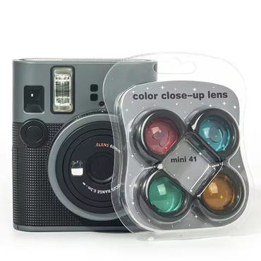 Pikxi 4pcs Colored Close-Up Lens Filters for Instax mini 41 Film Camera with Red Heart, Blue Circle, Yellow and Green Colors