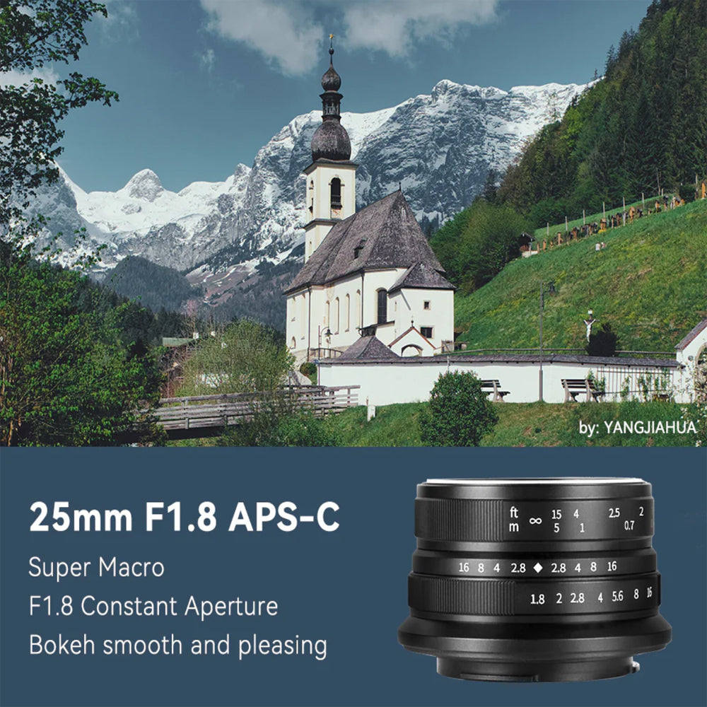 7Artisans 25mm F/1.8 APS-C Format M43 Micro Four Thirds Mount Compact Portrait Prime Lens MF Manual Focus for Mirrorless Cameras | Black Silver