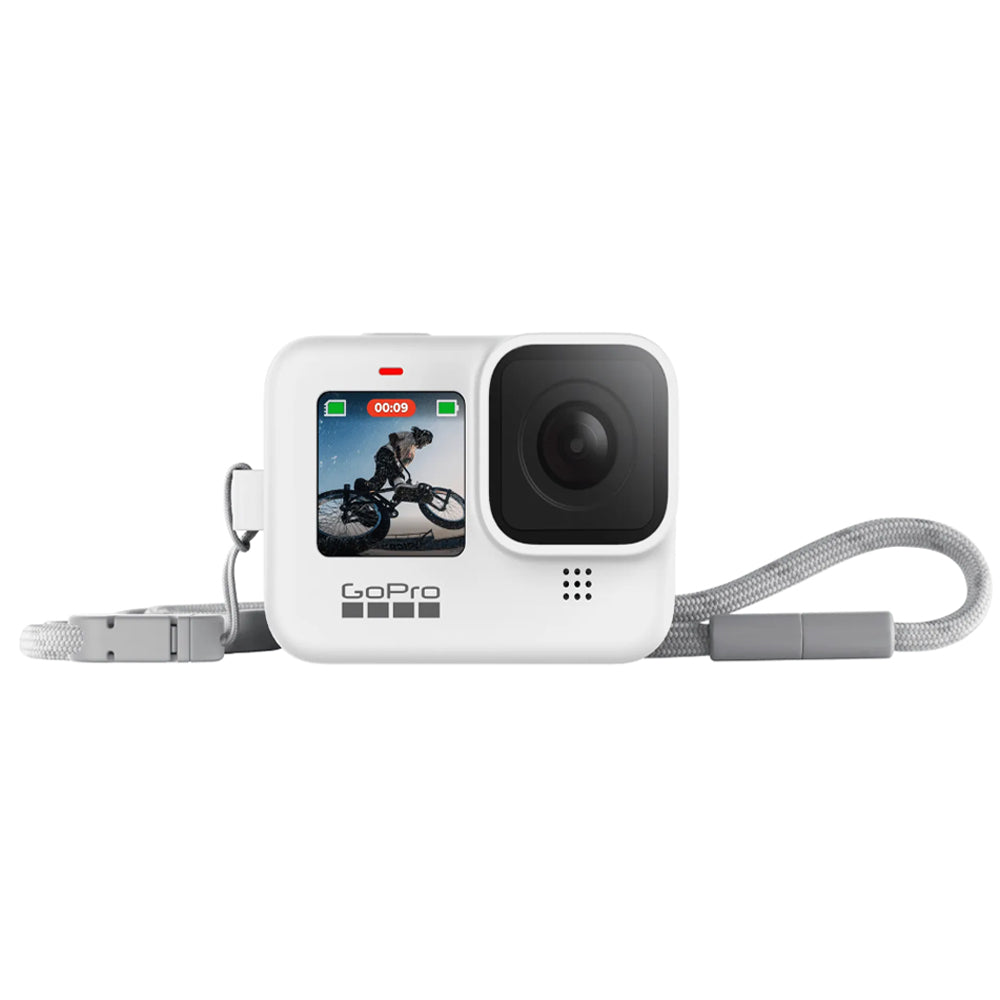 GoPro Sleeve + Lanyard with Protective Silicone Anti-Scratch Cover for HERO 12 / 11 / 10 / 9 BLACK Action Cameras | Black, White
