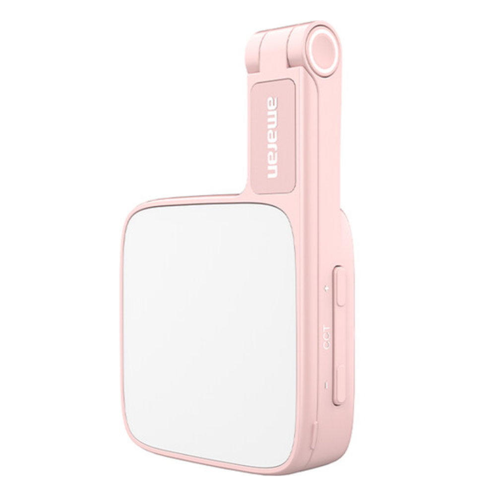 Aputure Amaran Go MagSafe Smartphone Mini Light with Mirror, 2700K - 6500K CCT, 800mAh Battery, Amaran App, Sidus Link Support, 10 Light Effect and Brightness Settings for Vlog Vlogging Selfies Reels TikTok Photo Video | White, Pink