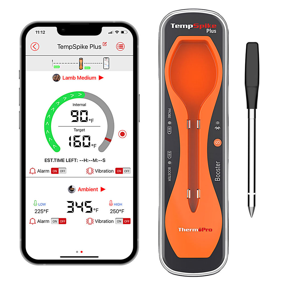 ThermoPro TP960 TempSpike Wireless Meat Thermometer for Oven, Grill, Sous Vide, BBQ, Smoker, Rotisserie, Smart Kitchen Cooking with Internal and Ambient Temperature Sensor, 500ft Bluetooth Connectivity Range