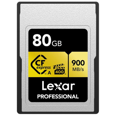 Lexar Professiol 320GB 160GB 80GB CFexpress Gold Type A CF Express Memory Card + Compact Flash Card Reader PCI-Express 3.0 with VPG 400MB/s, 8K 4K HFR 120fps Video Cinema Quality, 900MB/s Read, 800MB/s Write Speeds