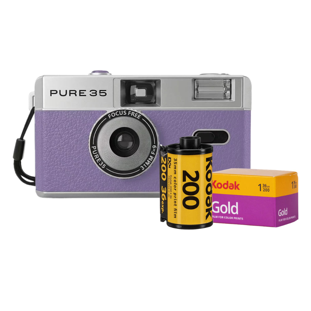 KODAK PURE35 Reloadable 35mm Point & Shoot Film Camera with Built-In Flash, Focus-Free Lens & Manual Film Winder