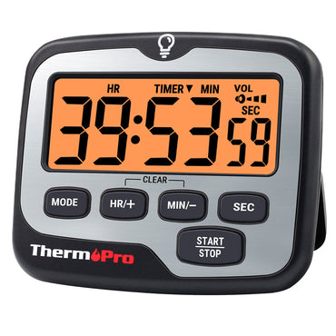 ThermoPro Digital Kitchen Timer with Large LCD Screen, Countdown / Count Up Timer, Up to 4 Level Volume Control, Table Top Stand, Dual Timer, Magnet and Mount for Cooking, Studying and Office | TM03 | TM02 | TM01